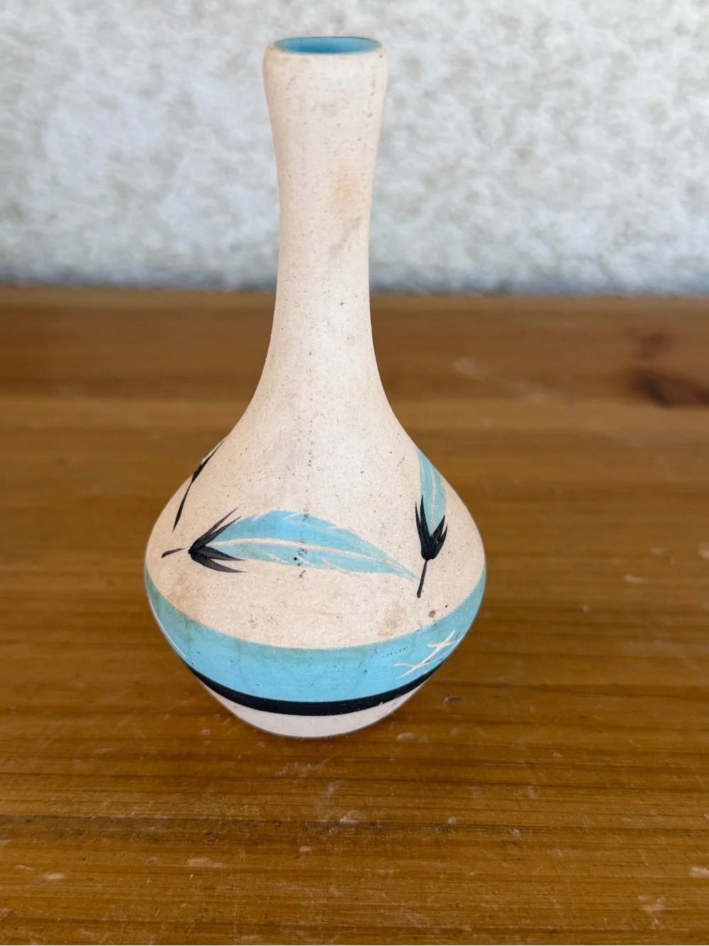 Handcrafted Sandstone Feather Vase in Light Blue